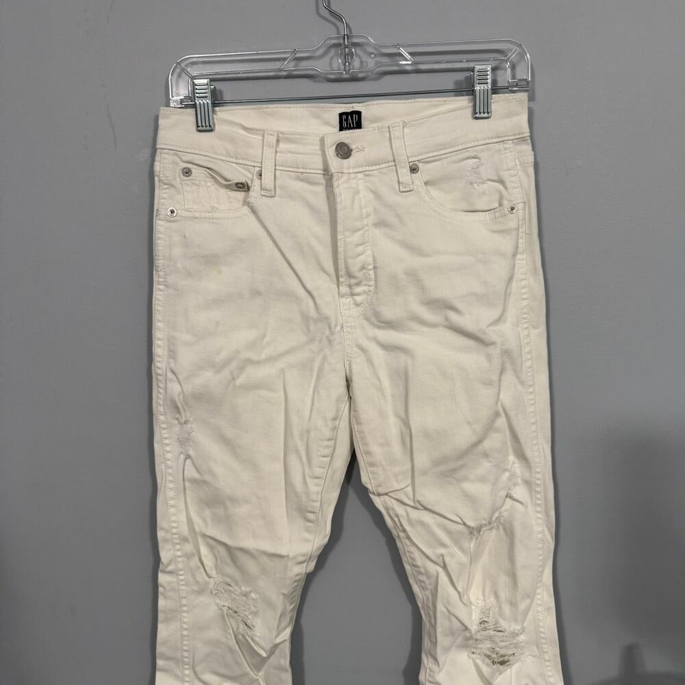 GAP Denim White Distressed Jeans Slim Straight Women's Size 27 Regular / Size 4 - Picture 3 of 12